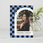 Blauw Gecontroleerde aankondiging Afstuderen foto' (Staand voorkant)