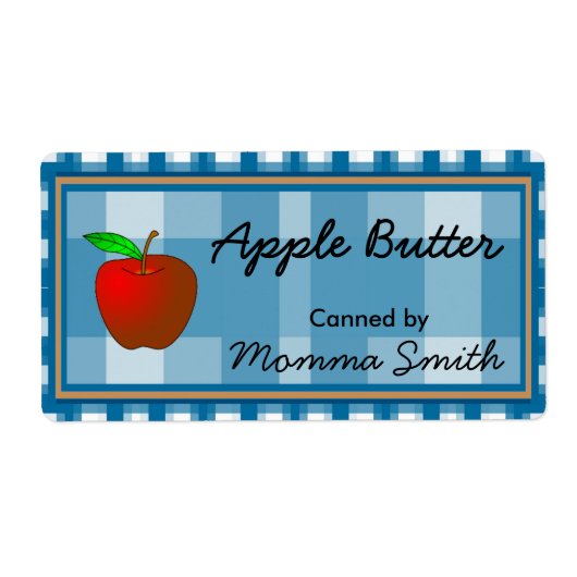 Blauw Gecontroleerde Apple Custom Inblikken Labels (Voorkant)