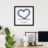 Blauw gedateerd hart - Reumatoïde artritis Bewusth Poster (Thuiskantoor)