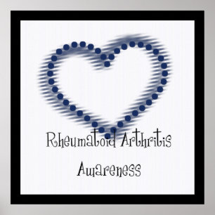 Blauw gedateerd hart - Reumatoïde artritis Bewusth Poster