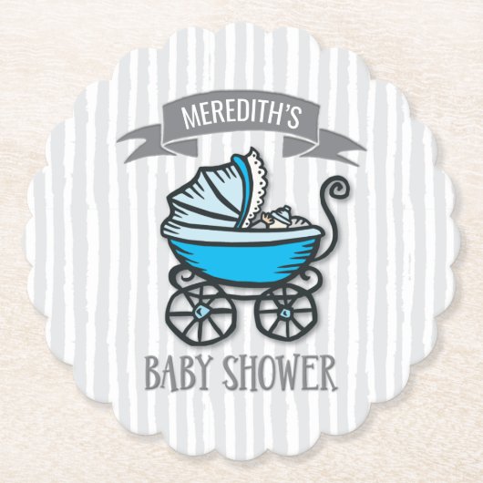 Blauw-Gedekte Baby shower Kartonnen Onderzetters (Voorkant)