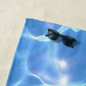 Blauw gedemonteerd water strandlaken (In situ)