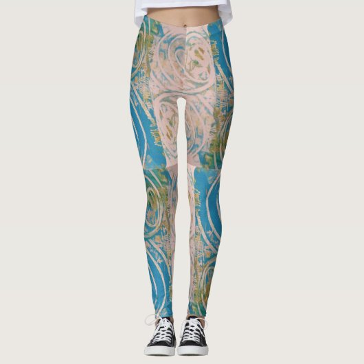 Blauw gedraaid leggings (Voorkant)