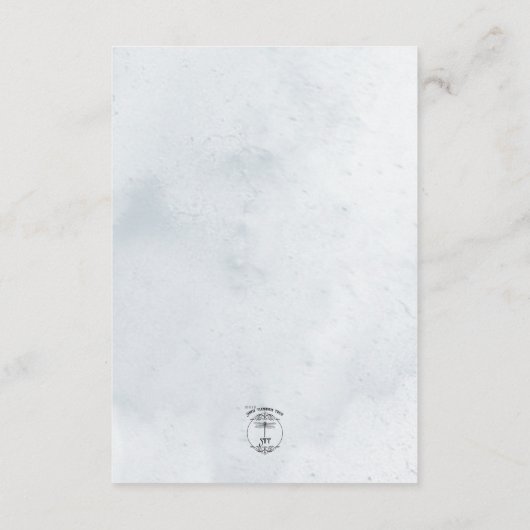 Blauw Gedroogde Boho Bloemen Blauw Bruiloft Detail Informatiekaartje (Achterkant)