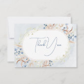 Blauw Gedroogde Boho Bloemen Bruiloft Bedankkaart (Voorkant)