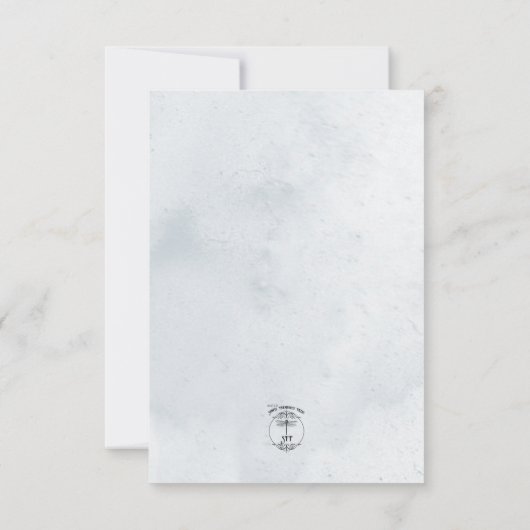 Blauw Gedroogde Boho Bloemen Wit RSVP Kaartje (Achterkant)