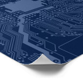 Blauw geek moederbord circuit patroon poster (Hoek)