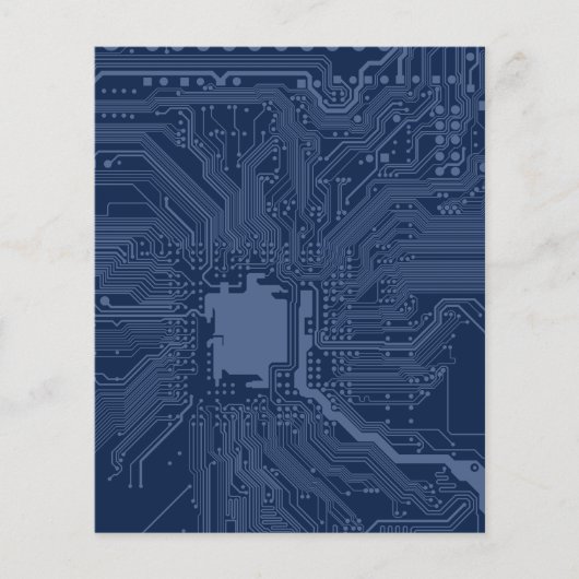 Blauw geek moederbord circuitpatroon flyer (Voorkant)