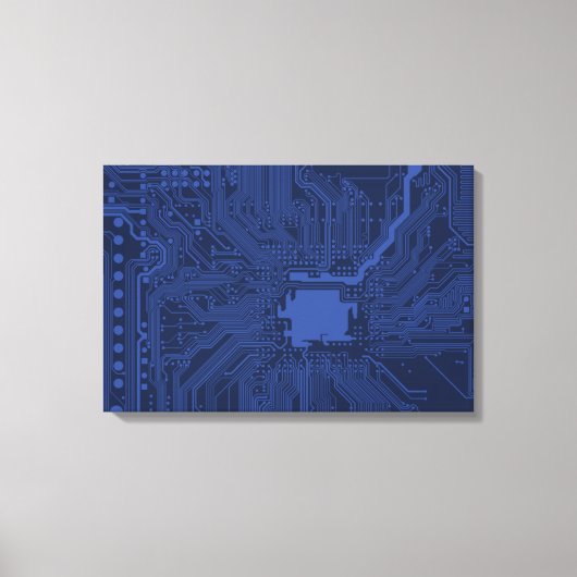 Blauw geek-moederbordpatroon canvas afdruk (Voorkant)