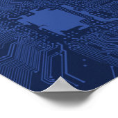 Blauw geek-moederbordpatroon poster (Hoek)