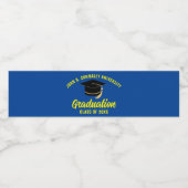 Blauw Geel Aangepaste School Afstudeerfeest Waterfles Etiket (Enkel label)