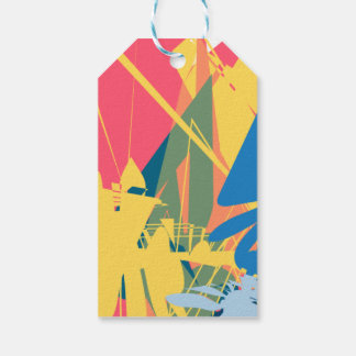 Blauw Geel Abstract Patroon Kleurrijke Cadeautags Cadeaulabel