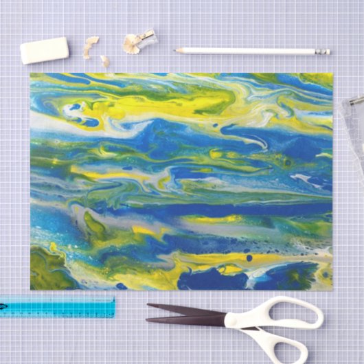 Blauw & Geel Abstract Tissuepapier (Craft)