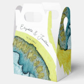 Blauw Geel Abstract Waterverf Kunst Unieke Bruilof Bedankdoosjes (Geopend)