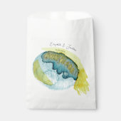 Blauw Geel Abstract Waterverf Kunst Unieke Bruilof Bedankzakje (Voorkant)