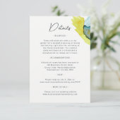 Blauw Geel Abstract Waterverf Kunst Unieke Bruilof Informatiekaartje (Staand voorkant)