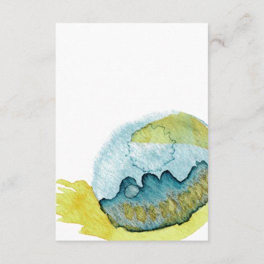 Blauw Geel Abstract Waterverf Kunst Unieke Bruilof Informatiekaartje (Achterkant)