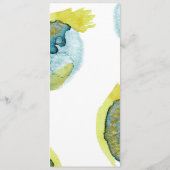 Blauw Geel Abstract Waterverf Kunst Unieke Bruilof Menu (Achterkant)