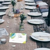 Blauw Geel Abstract Waterverf Kunst Unieke Bruilof Plaatskaartje