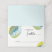 Blauw Geel Abstract Waterverf Kunst Unieke Bruilof Plaatskaartje (Buitenkant ongevouwen)