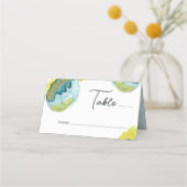 Blauw Geel Abstract Waterverf Kunst Unieke Bruilof Plaatskaartje (Voorkant)