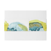 Blauw Geel Abstract Waterverf Kunst Unieke Bruilof Uitnodigingen Wikkel (Achterkant Voorbeeld)