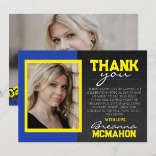 Blauw & Geel Afstuderen 2 Foto Dank u Kaart