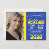 Blauw & Geel Afstuderen 2 Fotouitnodiging Kaart (Voorkant)