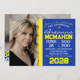 Blauw & Geel Afstuderen 2 Fotouitnodiging Kaart
