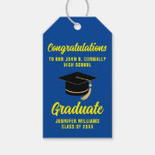 Blauw Geel Afstuderen Custom 2025 Graduation Party Cadeaulabel (Voorkant)