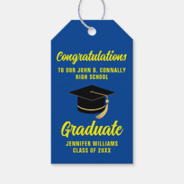 Blauw Geel Afstuderen Custom 2025 Graduation Party Cadeaulabel
