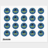 Blauw Geel Afstuderen Custom 2025 Graduation Party Ronde Sticker (Vel)