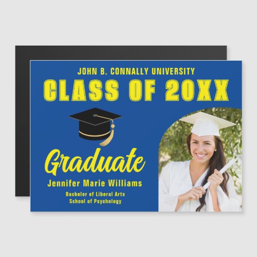 Blauw Geel Afstuderen Custom Afstuderen Magnet Kaa (Voorkant / Achterkant)