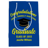 Blauw Geel Afstuderen Custom Graduation Party Medium Cadeauzakje (Voorkant)