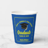 Blauw Geel Afstuderen Custom Graduation Party Papieren Bekers (Achterkant)