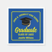 Blauw Geel Afstuderen Custom Graduation Party Servet (Voorkant)