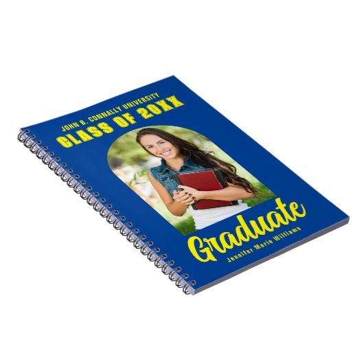 Blauw Geel Afstuderen Foto Afstuderen Keepsake Notitieboek (Rechterzijde)