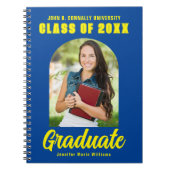 Blauw Geel Afstuderen Foto Afstuderen Keepsake Notitieboek (Voorkant)