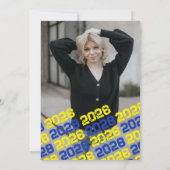 Blauw & geel Afstuderen foto dank u kaart (Achterkant)