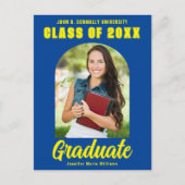 Blauw Geel Afstuderen Foto Modern Vet Afstuderen Briefkaart (Voorkant)