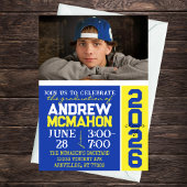 Blauw & Geel Afstuderen Fotouitnodiging Kaart