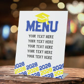 Blauw & Geel Afstuderen Menu Party Reclamebord Met Voetstuk
