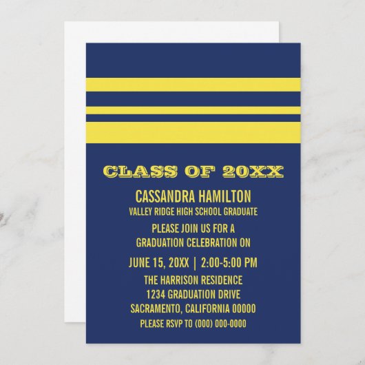 Blauw/geel Afstuderen met streep Kaart (Voorkant / Achterkant)