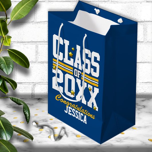 Blauw|Geel Afstuderende Klas Jaar Medium Cadeauzakje