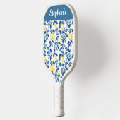 Blauw Geel Aquarel Citroen Aangepaste Naam Pickleball Paddle (Links)