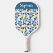 Blauw Geel Aquarel Citroen Aangepaste Naam Pickleball Paddle (Achterkant)
