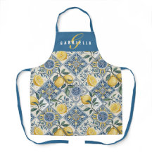 Blauw Geel Aquarel Citroen Aangepaste Naam