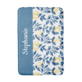 Blauw Geel Aquarel Citroen Monogram Badmat (Voorkant Verticaal)