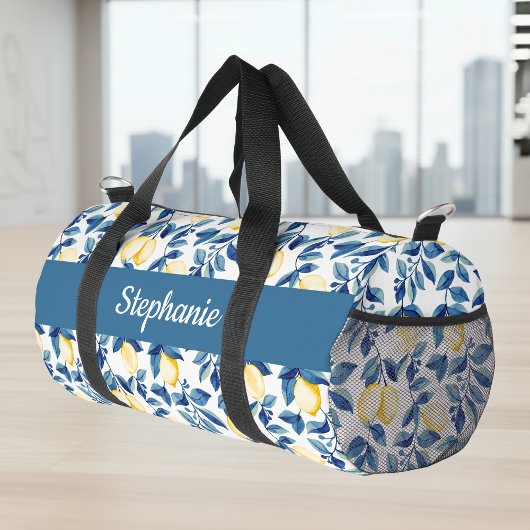 Blauw Geel Aquarel Citroen Monogram Plunjezak