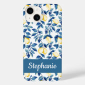 Blauw Geel Aquarel Citroen Naam Case-Mate iPhone Case (Achterkant)